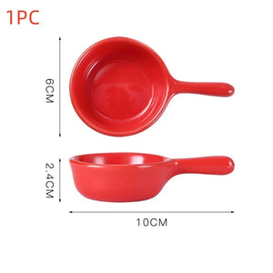 Colorful Mini Dipping Saucer with Handle | Ceramic Japanese Soy Sauce Dish - 1 Pc