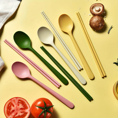 Yellow Silicone Chopsticks & Spoon | Colorful Portable Tableware - 2/4 Pair Sets