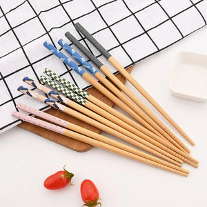 bamboo chopsticks - reusable wood chopstick in set of 5 pairs 