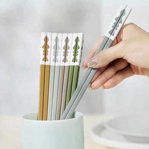 Wavy Korean Chopsticks Set | Modern Autumn Color Tableware - 5 Pairs