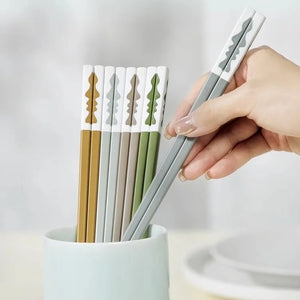 Wavy Korean Chopsticks Set | Modern Autumn Color Tableware - 5 Pairs