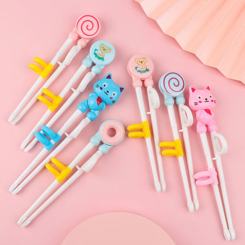Pink Donut Cat Training Chopsticks | Kids Children Eating Learning Utensils - 1 Pc