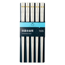 Load image into Gallery viewer, Elegant White &amp; Gold Metal Alloy Reusable Tableware Chopsticks | 5 Pair Set