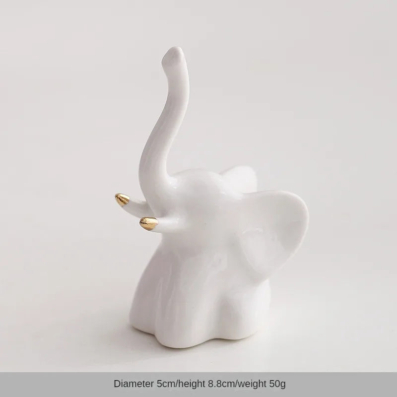 Cute White Elephant Ring Holder | Ceramic Jewelry Rack - 1 Pc