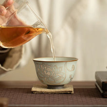 Load image into Gallery viewer, Lotus Chinese Tea Cup | Ceramic Handmade Crackle Glaze - 1 Pc