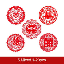 Load image into Gallery viewer, Traditional Chinese Red Wedding Stickers for Wall Door Decoration - 20 pcs