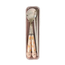 Load image into Gallery viewer, Cute Rabbit Spoon Fork Chopsticks with Case | Stainless Steel Travel Utensil Set