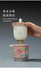 Load image into Gallery viewer, Pink Oriental Luxury Portable Travel Tea Set Pot 3 Cups with Case