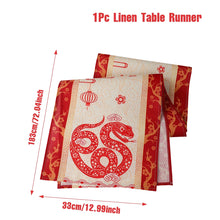 Load image into Gallery viewer, Snake Chinese New Year Linen Table Runner | Lunar Gifts 2025 - 1 Pc