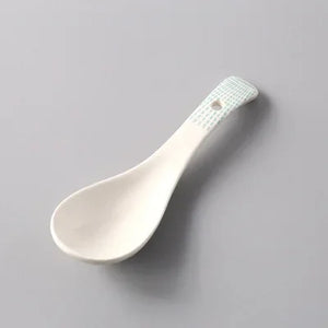 White Asian Soup Spoons | Classic Japanese Ceramic Spoon Tableware - 1 Pc