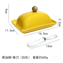 Load image into Gallery viewer, Cute Unique Ceramic Butter Dish with Lid and Butter Knife - 1 Set