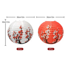 Load image into Gallery viewer, Red &amp; White Cherry Blossom Flowers Paper Lanterns | Wedding Decor - 10 Pc