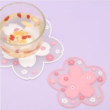 Load image into Gallery viewer, Pink Sakura Cute Coasters for Drinks | Japanese Cherry Blossom Mats - 1 Pc