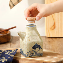 Load image into Gallery viewer, Asian Ceramic Soy Sauce Bottle and Dispenser | Painted Oil Bottles and Liquid Storage Container for Kitchen - 1 Pc