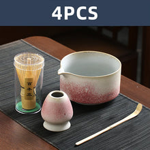 Load image into Gallery viewer, Blue Rustic Japanese Matcha Set with Ceramic Bowl | Bamboo Tea Whisk - 4 Pc