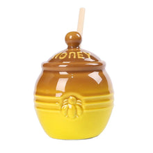 Load image into Gallery viewer, Cute Winnie Honey Jar with Dipper | Ceramic Container with Wooden Stick - 1 Pc