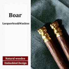 Load image into Gallery viewer, Gold Zodiac Wooden Chopsticks | Luxury Chinese New Year Animal Gift - 1 Pc