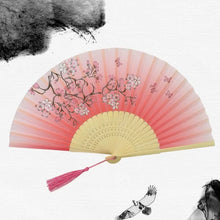 Load image into Gallery viewer, Red Chinese Silk Folding Wood Fan with Tassel | Lunar New Year Gifts - 1 Pc