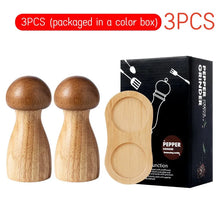 Load image into Gallery viewer, Cute Wooden Mushroom Pepper Grinder Mills Shakers with Tray - 3 Pc Set