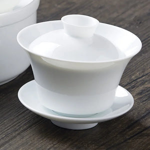 Bone China Gaiwan | White Porcelain Teapot Cup Set - 1 Pc