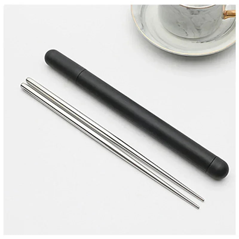 Small Tube Travel Chopsticks | Stainless Steel Portable Chopstick with Case - 1 Pair