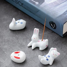 Load image into Gallery viewer, Rabbit &amp; Cat Ceramic Incense Holder | Cute Stick Burner Holders - 1 Pc