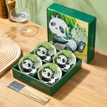 Load image into Gallery viewer, Panda Japanese Bowl and Wooden Chopsticks Set with Box - 2/4/6 Sets