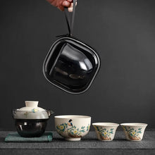 Load image into Gallery viewer, Bird &amp; Flowers Chinese Travel Tea Set with Portable Case - 4 Pc