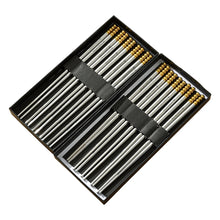 Load image into Gallery viewer, Gold Bead Silver Stainless Steel Metal Korean Portable Travel Chopsticks - 1/5/10 Pairs