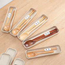 Load image into Gallery viewer, Brown Wooden Spoon and Chopsticks Portable Travel Set with Case