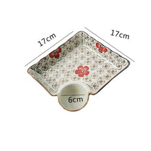 Load image into Gallery viewer, Large Square Sushi Plates with Dipping Bowl | Japanese Ceramic Platter - 1 Pc