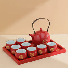 Load image into Gallery viewer, Red Chinese Vietnamese Tea Ceremony Set with Travel Box - 1 Set