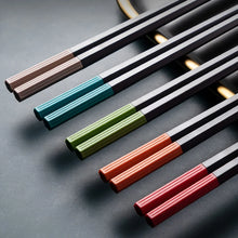 Load image into Gallery viewer, Red Blue Japanese Metal Chopsticks Mixed Luxury Set - 5 Pairs