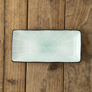 Blue & Green Rectangular Sushi Plates | Japanese Ceramic Platters - 1 Pc