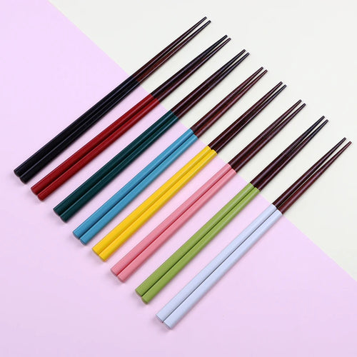 Colorful Chinese Sandalwood Chopsticks Set | Wooden Utensils - 5 Pairs