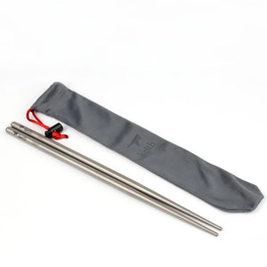 Pure Titanium Chopsticks with Travel Case | Portable Metal Camping Cutlery - 1 Set