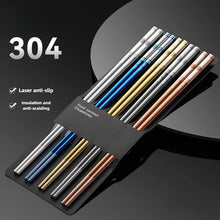 Load image into Gallery viewer, Blue Korean Metal Chopsticks | 304 Stainless Steel - 1/5 Pair Set