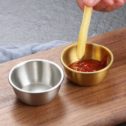 Korean Soy Sauce Dish | Gold Silver Stainless Steel Sauce Bowl for Condiments -1 Pc