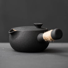 Load image into Gallery viewer, Black Traditional Japanese Teapot | Kyusu Style Ceramic Pottery Side Handle - 1 Pc