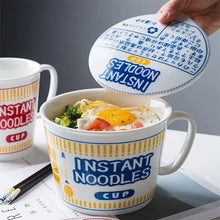 Load image into Gallery viewer, Cute Instant Noodle Cup Ramen Bowl | Japanese Novelty Ceramic Bowls With Lid and Handle