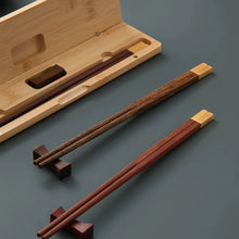 Load image into Gallery viewer, Wooden Chopsticks Gift Set with Chopstick Rests and Bamboo Case - 1 Set