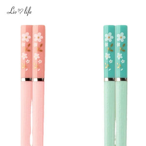 Pink and Green Sakura Cherry Blossom Cute Chopsticks - 1 Pair