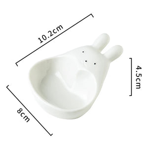 Cute Rabbit Soy Sauce Dish | Small White Animal Ceramic Sauce Bowl - 1 Pc