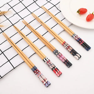 bamboo chopsticks - reusable wood chopstick in set of 5 pairs 