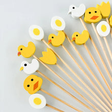 Load image into Gallery viewer, Yellow Duck Fancy Toothpicks | Easter Decorative Fruit Skewers - 20 Pc