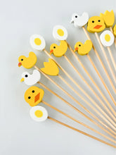 Load image into Gallery viewer, Yellow Duck Fancy Toothpicks | Easter Decorative Fruit Skewers - 20 Pc