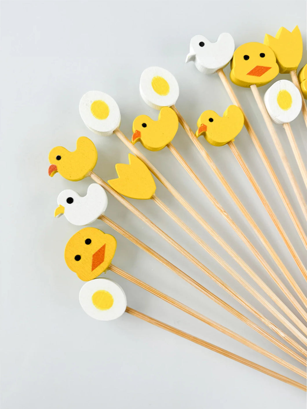 Yellow Duck Fancy Toothpicks | Easter Decorative Fruit Skewers - 20 Pc