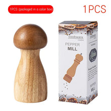 Load image into Gallery viewer, Cute Wooden Mushroom Pepper Grinder Mills Shakers with Tray - 3 Pc Set