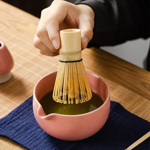 Pink Matcha Set | Traditional Japanese Tea Whisk Scoop Bowl Strainer Gift - 9 PC