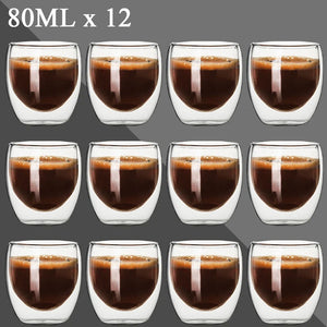 Double Wall Espresso Cups Set | Transparent Shot Glasses